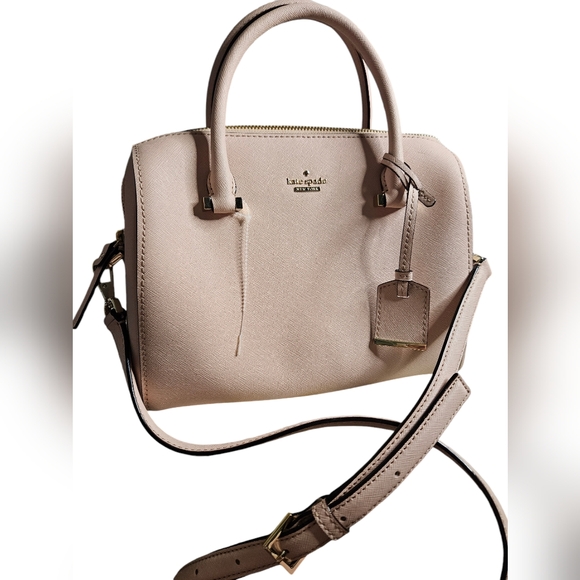 NWOT Kate Spade Blush Pink Crosshatch Leather Satchel Handbag w/ Crossbody Strap - Picture 4 of 16